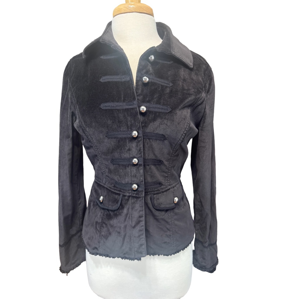 WHITE HOUSE BLACK MARKET Black Velvet Military Blazer Size 8